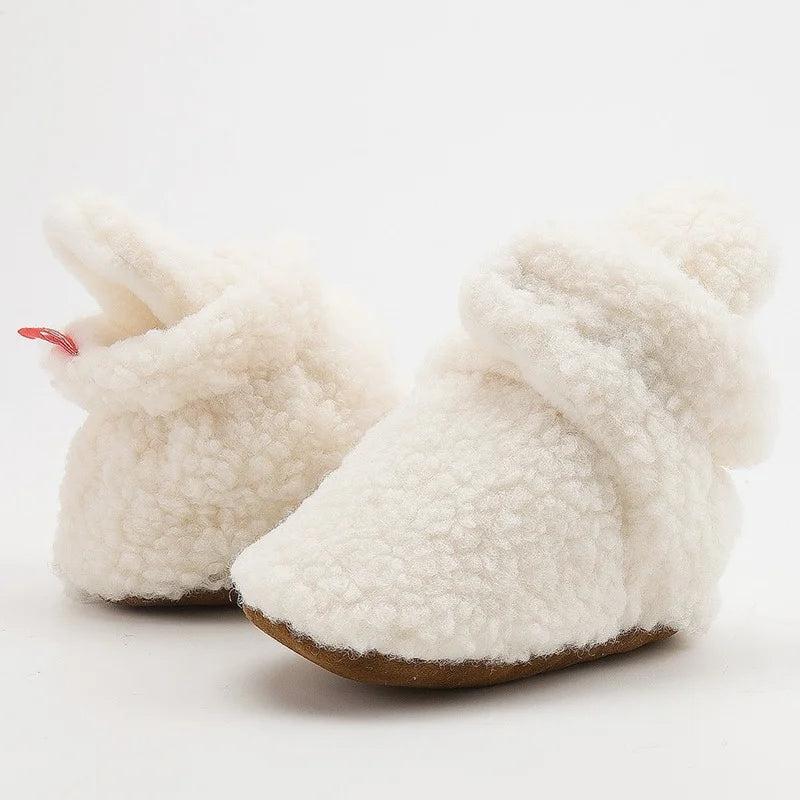 KIDSUN Newborn Baby Socks Shoes Winter Boy Girl Fluff Warm Soft Toddler First Walkers Anti-Slip Crib Shoes Baby Slipper Socks
