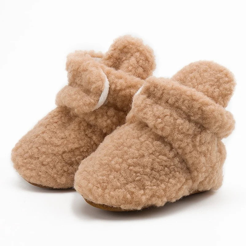 KIDSUN Newborn Baby Socks Shoes Winter Boy Girl Fluff Warm Soft Toddler First Walkers Anti-Slip Crib Shoes Baby Slipper Socks