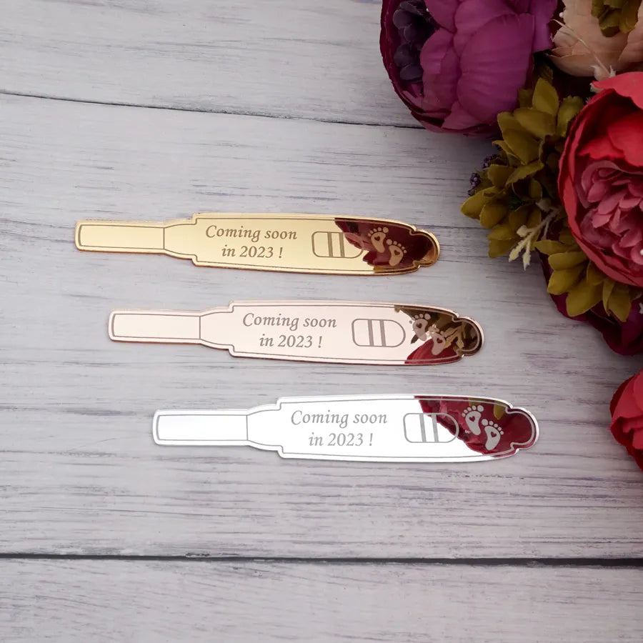 1pcs Custom Lovely Welcome New Baby Coming Soon Pregnancy Test Commemorate Sweet Personalized Gift For Parents Surprise 3*17cm