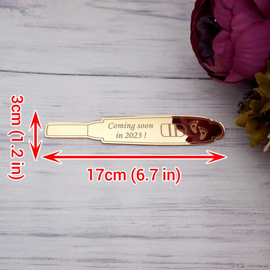1pcs Custom Lovely Welcome New Baby Coming Soon Pregnancy Test Commemorate Sweet Personalized Gift For Parents Surprise 3*17cm
